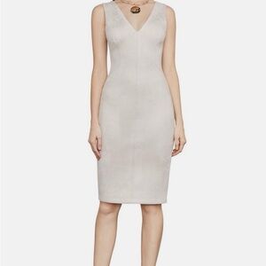 BCBGMaxAzria V-Neck Cream Midi Dress